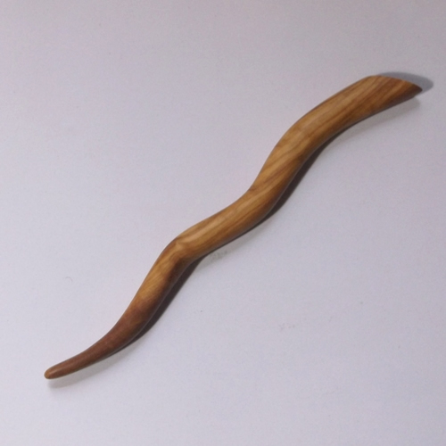 Olivewood wavy hairstick handmade by Natrual Craft for Longhaired Jewels